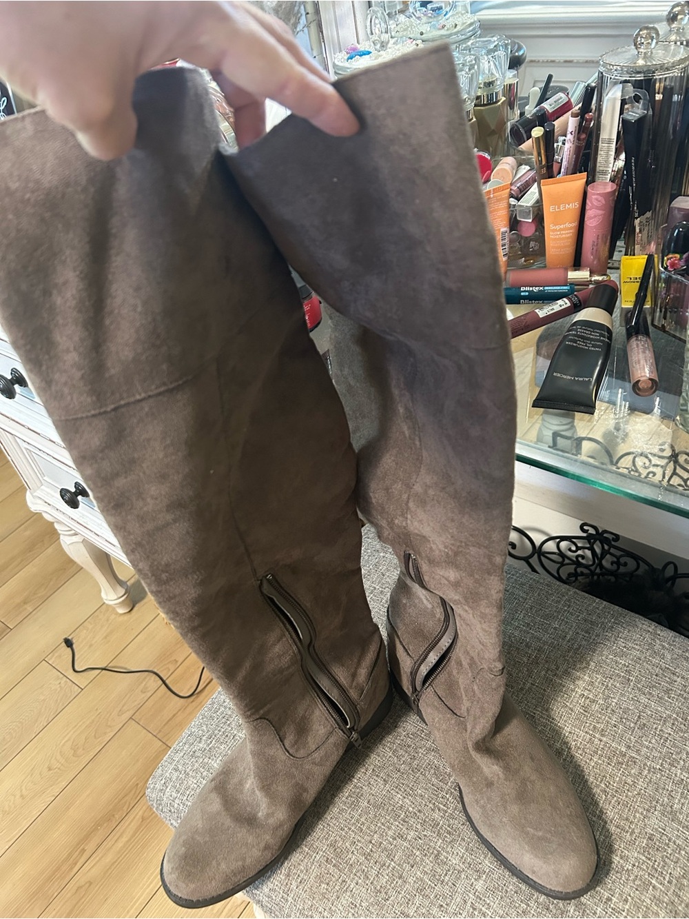 & Other Stories Taupe Over-the-Knee Suede-Look Boots